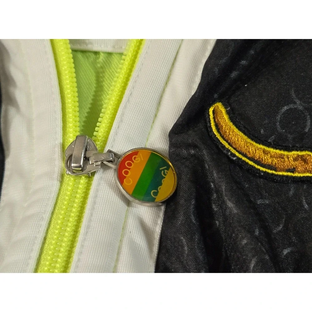 Coogi Jacket Mens Size 5XL Black White Lime Green Vintage Patches Full Zip‎